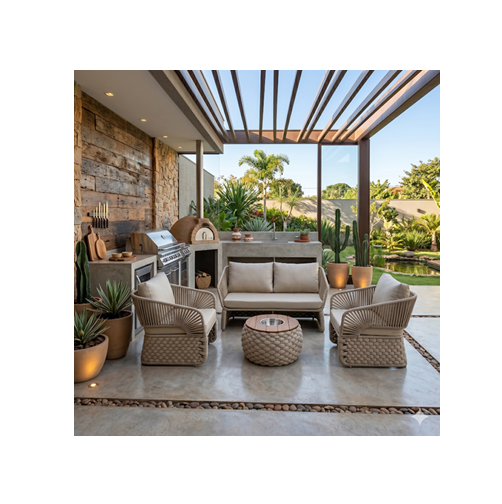 Conjunto de Corda Náutica Fendi com Mesa Champanheira - Beje