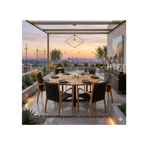 Conjunto de Jantar Externo Redondo Astúrias com 6 Cadeiras – Cores