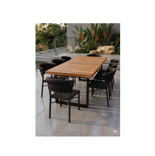 Mesa de Jantar Retangular Gourmet com 8 Cadeiras - Preto