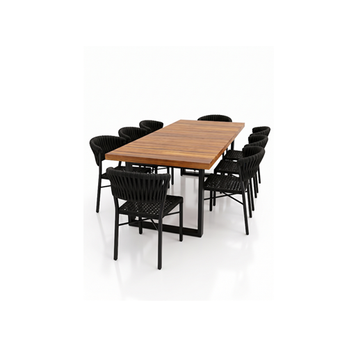 Mesa de Jantar Retangular Gourmet com 8 Cadeiras - Preto