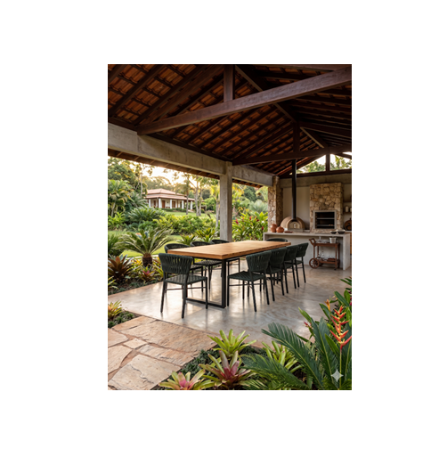 Mesa de Jantar Retangular Gourmet com 8 Cadeiras - Preto